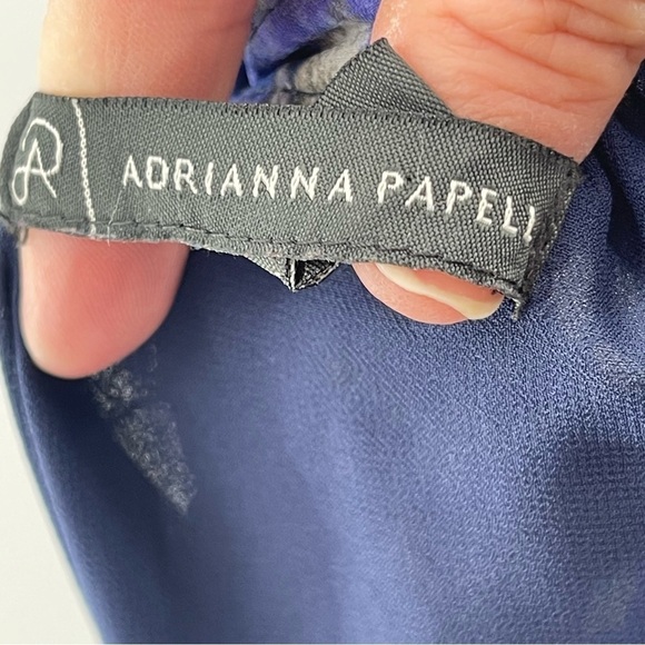 Adrianna Papell Blue Abstract Floral Pleated Flouncy Skirt Size 14 - Picture 10 of 12